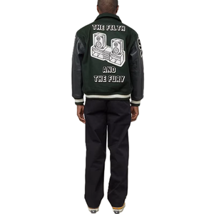 Chaqueta Varsity de Béisbol Personalizada para Hombre y Mujer, Invierno, con Parches de Chenilla Duraderos, Cierre de Botones a Presión, Cuello Acanalado, OEM - Product Image 6