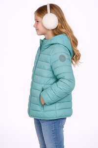 Premium Kids Teal Hooded Puffer Jacket, Ultra-Lightweight Warm Quilted Winter jacket with Soft Insulated <b>Padding</b> - Product Image 2