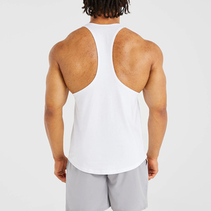 Camiseta sin mangas para hombre, blanca, con tirantes anchos, de color liso, transpirable, de punto, informal, para gimnasio, diseño de cuello redondo, ecológica, con logo personalizado - Product Image 6