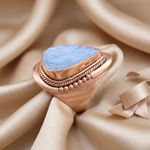 Blue Lace Agate <b>Ring</b> 925 Sterling Silver Handmade <b>Statement</b> <b>Ring</b> Yellow Gold Rose Gold Plated Boho Jewelry Gift for Christmas - Product Image 5