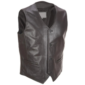 Gilet de moto en cuir premium pour homme, fermeture à boutons-pression, lacets latéraux ajustables, pour motards, gilets de moto pour homme en vente - Product Image 4