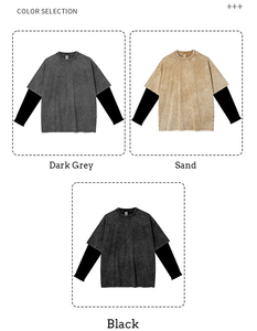 เสื้อสตรีทแวร์วินเทจแขนยาวสำหรับผู้ชาย เสื้อยืดแขนยาวสองชั้น เสื้อกันหนาว เสื้อตกปลาแขนยาว - Product Image 2