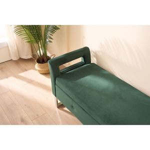 Panca Morbida in Velluto Verde da 172 cm con Braccioli e Vano Portaoggetti per Soggiorno, Ingresso e Camera da Letto - Product Image 4