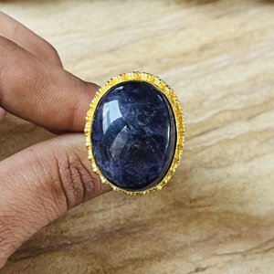 Trendy Wholesale Brass <b>Ring</b> Blue Sun Stone <b>Gold</b> Plated <b>Ring</b> Ethnic Tribal Statement <b>Ring</b> <b>Cocktail</b> Wholesale <b>Ring</b> For Women - Product Image 2