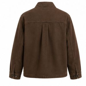 Custom Brown Workwear <b>Jacket</b> With Logo Embroidery Personalized Unisex Button Up Utility <b>Jacket</b> Streetwear Casual Outerwear - Product Image 2