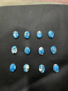 Cabujones Ovalados de Turquesa Azul Cobre al por Mayor, Gemas Sueltas Pulidas de Matriz Azul Dorada para Suministros de Joyería - Product Image 3