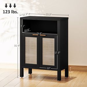 "Distressed Black Modern Luxury Villa <b>Sideboard</b> Buffet Cabinet with Adjustable Shelf" - Product Image 3