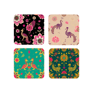 Ensemble de sous-verres colorés en MDF laqué faits à la main, résistants à la chaleur, pour cadeau de festival, décoration de la maison, vaisselle, cadeau - Product Image 1