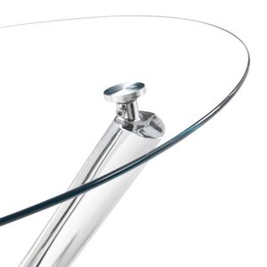 Tavolo da Pranzo Rotondo in Vetro Trasparente 90*90*75cm con Gambe a Croce - Product Image 4