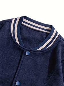 Blazer de baseball élégant et léger pour homme, bleu marine et blanc, avec blocs de couleur, style unique et tendance, en toile, pour université - Product Image 4