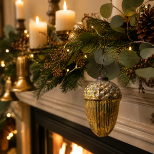 Adorno Navideño de Cristal Dorado con Forma de Bolota, de Alta Calidad, Grabado, Hecho a Mano, Estilo Moderno Vintage, Colgante Decorativo para el Hogar - Product Image 2