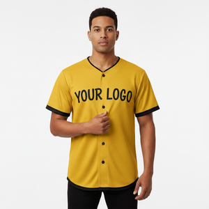 Maillot de baseball personnalisé, impression par sublimation, vêtements d'équipe, respirant, séchage rapide, maille unisexe, polyester, col en V entièrement boutonné - Product Image 4