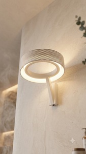 Modern Aluminum Wall Lamp White <b>Drum</b> <b>Shade</b> LED 3000K Warm <b>Light</b> LED Base Wall-Mounted for Living Room - Product Image 2