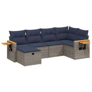 Juego de sofás de patio de ratán sintético gris de 6 piezas con cojines, sofás de jardín - Product Image 2