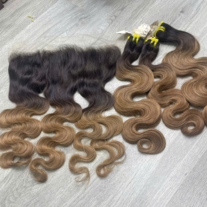 Cabello Humano Vietnamita Ondulado Ombre Smorky Color Marrón Claro de Alta Calidad Súper Doble Trama Precio al por Mayor - Product Image 1