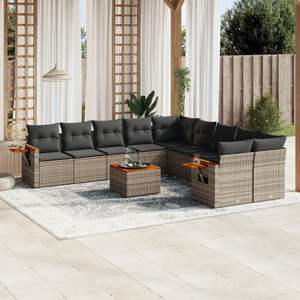 Conjunto de Sofás de Jardín de Ratán Moderno, Muebles de Exterior para Más de 10 Personas, Resistentes a la Intemperie, Diseño Contemporáneo, Gris Oscuro - Product Image 3