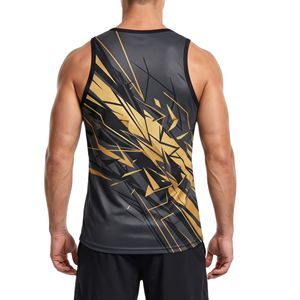 Polyester Spandex Black Gold Splatter Tank Top Graphic <b>Compression</b> <b>Vest</b> Stretch Fabric Moisture Wicking Athletic Tank Tops - Product Image 2