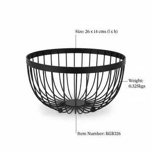 Corbeille à fruits en fil métallique noir, design minimaliste, organisateur de rangement de cuisine durable, bol décoratif pour la maison - Product Image 4
