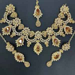 Nouvelle collection 2026 : Parure de bijoux plaqué or 18 carats pour femme – Ensemble complet pour soirée, mariage indien et pakistanais, bijoux de mariée pour femme - Product Image 6