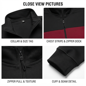 Men's Breathable Fleece Streetwear Winter Tracksuit 2-piece <b>Set</b> Zip-up Hoodie & With Elastic Waist 100% Cotton Cheap Tracksuit - Product Image 4