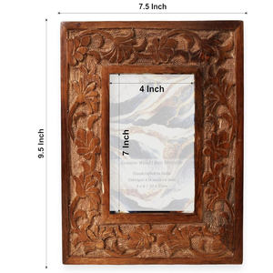 Cadre photo en bois rectangulaire orné fait main pour table, affichage vertical - Product Image 2