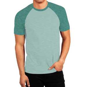 <b>Men's</b> Raglan Sleeve O-Neck Knitted T-Shirt <b>Animal</b> Print Casual Regular Fit Short Sleeve Teal Green 100% Cotton Front Logo - Product Image 1