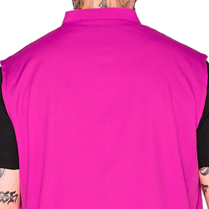 เสื้อกั๊กซิปข้างสีชมพูไม่มีแขนพร้อมกระเป๋า ผ้าโพลีเอสเตอร์ระบายอากาศได้ดีและทนทานสำหรับผู้ชาย - Product Image 3