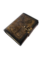 Fait à la main Vintage en cuir véritable fée femmes en relief charbon de bois Wiccan livre d'ombre Journal cahier ou journal intime Deckle bord papier