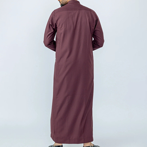 Novedades 2026: Thobe de Algodón Sólido de Alta Calidad, Transpirable, de Manga Larga y Largo hasta el Tobillo, Personalizable - Product Image 4