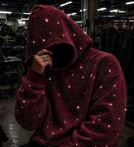Sudadera con capucha y cremallera para hombre con estampado Galaxy, estilo oversize, casual, de punto, 100% algodón, para verano, estilo urbano - Product Image 5
