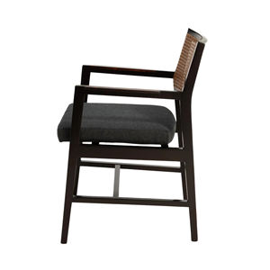 เก้าอี้ทานข้าวไม้เนื้อแข็งทันสมัยพร้อมพนักพิงหวายและเบาะหุ้มผ้าเนื้อนุ่มสำหรับเฟอร์นิเจอร์บ้านและร้านอาหาร - Product Image 3