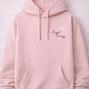 Sudadera con Capucha Rosa de Algodón Suave – 'Angel Energy' con Diseño de Alas – Sudadera Unisex Cómoda para Mayor Comodidad y Energía Positiva - Product Image 1
