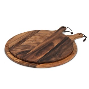 Tablas de Cortar Redondas de Madera con Asa, Tabla de Cortar de Cocina con Vetas de Madera Natural, Paquete Combinado - Product Image 5