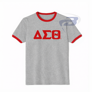 Camiseta Delta Sigma Theta Sorority, Cuello en Contraste Blanco y Azul Estampado, 100% Algodón Transpirable, Estilo Urbano, Camiseta DST Sorority - Product Image 2