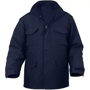 Chaqueta Bomber Negra de Invierno Unisex para Guardias de Seguridad, con Revestimiento, Casual, Cuello Alto, Poliéster/Algodón/Nailon, Impermeable, Transpirable, con Capucha - Product Image 3
