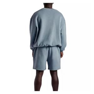 Conjunto de ropa deportiva de dos piezas de verano para hombre, Sudadera con cuello redondo y pantalones cortos con logotipo personalizado, trajes de Jogger de estilo masculino - Product Image 4