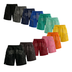 Pantalones Cortos Extra Grandes Cómodos de Color Liso 100% Algodón con Parches de Cuero Personalizados, Logotipo Bordado, Diseño OEM ODM, Estilo Desgastado - Product Image 1