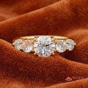 <b>Custom</b> 14K 18K Real Gold Five Stone Diamond <b>Ring</b> Lab Grown Round Cut Wedding <b>Ring</b> for Women Luxury Bridal Jewellery - Product Image 1