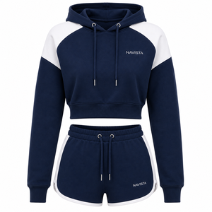 Women's 2 Piece Breathable Solid Hooded Sports Set Full Sleeve Crop <b>Top</b> Shorts Pockets Regular Fit Spring Summer Eco-Friendly - Product Image 4