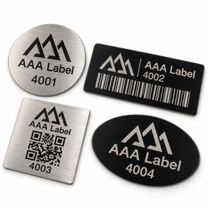 QR Code Asset Labels Anodized Aluminum Custom Serial Number <b>Tags</b> for Factory Equipment <b>Tracking</b> - Product Image 2
