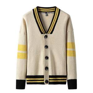 Men's Autumn <b>Cardigan</b> <b>Sweater</b> Single Button V-neck Polyester/Cotton High Quality Anti-Wrinkle Quick Dry - Product Image 6