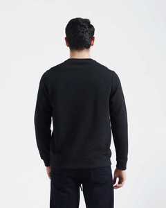 Sudadera Personalizada de 350g para Hombre, Estilo Americano, Cuello Redondo, Tela Transpirable, Color Negro Sólido, Hombros Caídos - Product Image 6