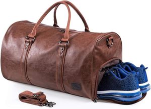 Bolsa de Viaje de Cuero Marrón para Hombre, Bolsa de Fin de Semana de Gran Capacidad con Cierre de Cremallera y Asa Suave - Product Image 2