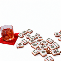 Ensemble de 160 tuiles de mahjong américaines en acrylique, faces décoratives florales en cuivre pour jeux de société et tables de mahjong à domicile