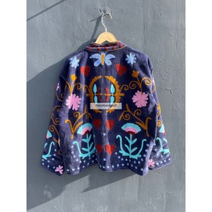 Women's Casual Jacket Flowers Embroidery Jacket Handmade Suzani Jacket <b>Coat</b> Soft Velvet Short Unisex Jacket - Product Image 5