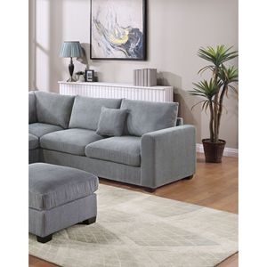 Divano Angolare LAF RAF in Corduroy, Colore Nebbia, Set 4 Pezzi con Pouf a Cuneo per Arredamento Soggiorno - Product Image 3