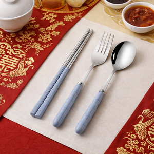 Ensemble cuillère, fourchette et baguettes réutilisables – Vaisselle asiatique moderne – Couverts de luxe – Qualité supérieure - Product Image 3