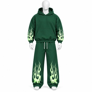 Chándal con logotipo bordado personalizado, corte holgado, estilo hip hop, conjunto de ropa urbana 100% algodón, OEM ODM, chándal para hombre - Product Image 1