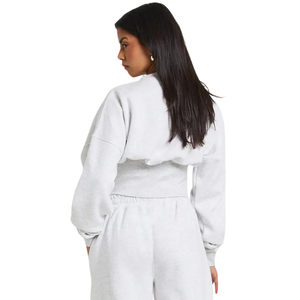 Women Cropped <b>Crewneck</b> Tracksuit Set Elastic Hem Sweatshirt Wide Leg Trouser High Waist Casual Two Piece Lounge Outfit Wholesale - Product Image 4