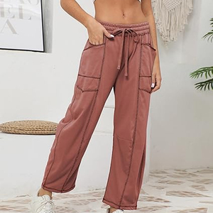 Women Comfortable Jogger Cargo Pants Wide Leg Sweatpants High Waist <b>Drawstring</b> Casual Streetwear - Product Image 4